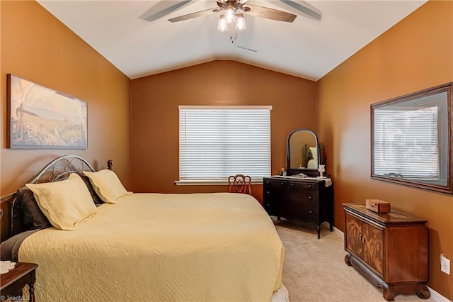 416 Bryson Blvd, Lexington, NC 27295 - bedroom with light colored carpet, vaulted ceiling, and a ceiling fan