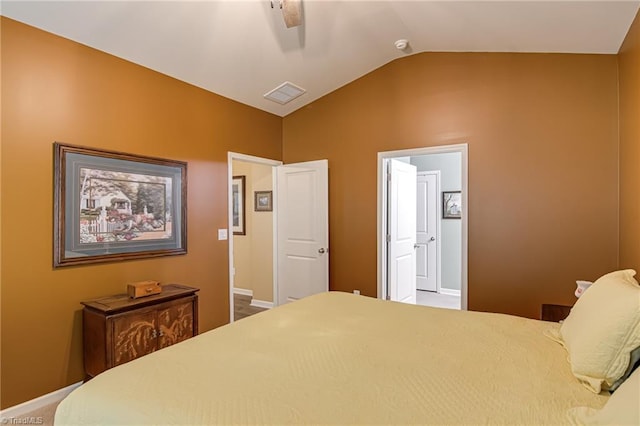 416 Bryson Blvd, Lexington, NC 27295 - bedroom with lofted ceiling, ensuite bathroom, and ceiling fan