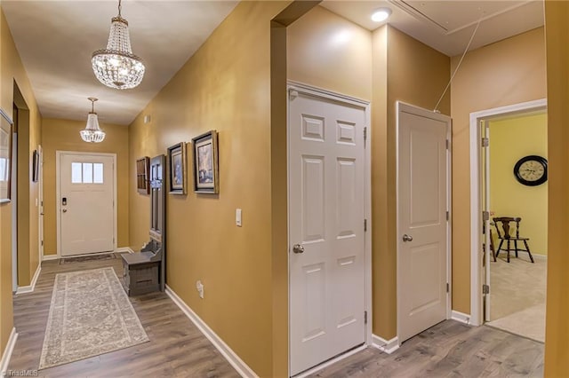 416 Bryson Blvd, Lexington, NC 27295 - entrance foyer featuring a chandelier and wood finished floors