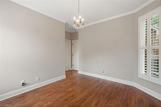 4607 Eden Bridge Dr, Kernersville, NC 27284 - empty room with a chandelier, wood finished floors, and ornamental molding