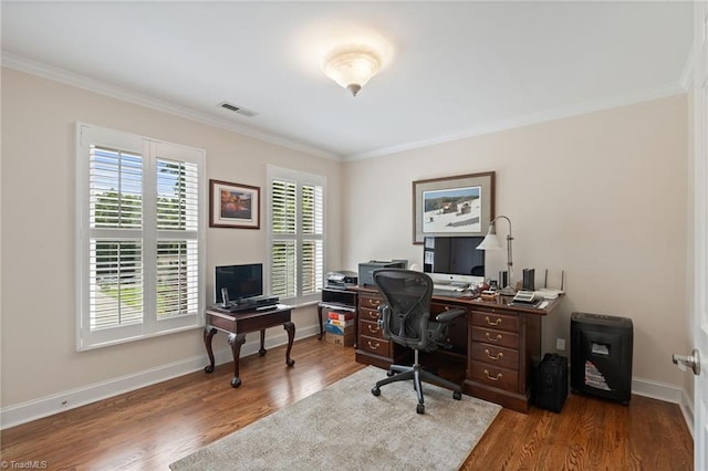 4607 Eden Bridge Dr, Kernersville, NC 27284 - office with crown molding and wood finished floors