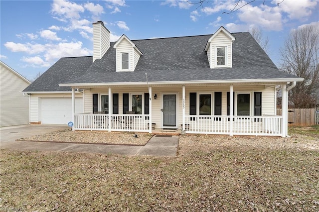 view of front of house with a porch and a garage