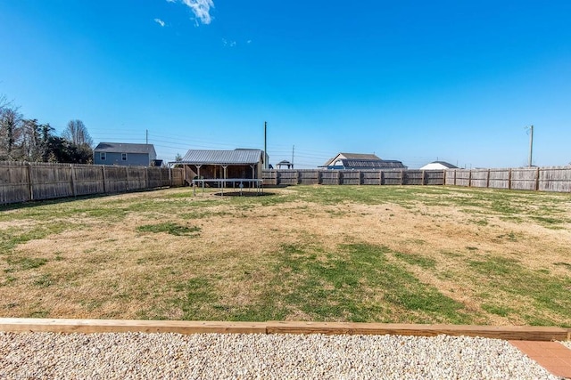 view of yard featuring a fenced backyard