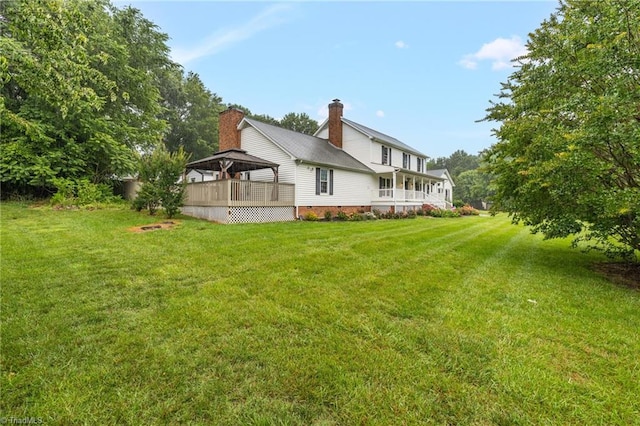2305 Hunters Ridge Dr, Pleasant Garden, NC 27313 - rear view of house with a gazebo, a yard, and crawl space