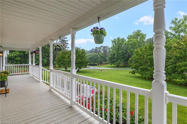 2305 Hunters Ridge Dr, Pleasant Garden, NC 27313 - porch with a lawn and view of wooded area