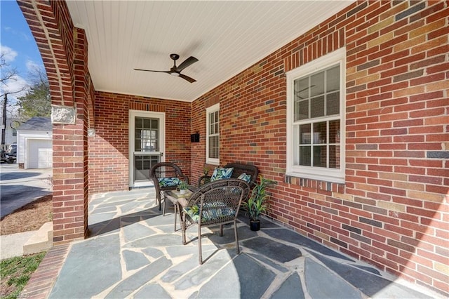 view of patio / terrace featuring a ceiling fan