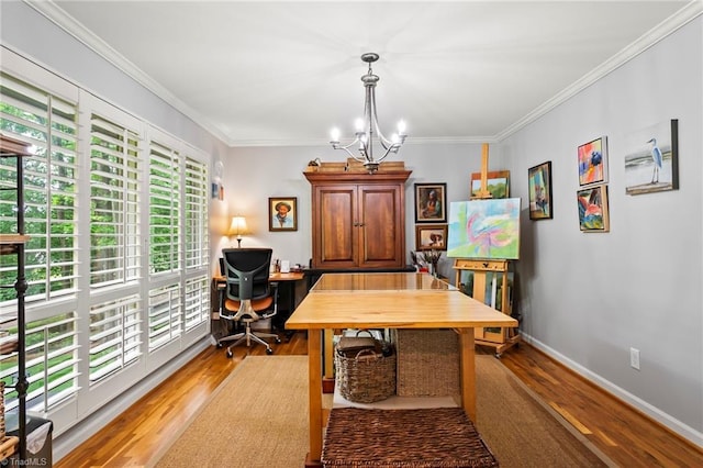 5017 Timbrook Ln, Winston-Salem, NC 27103 - home office featuring healthy amount of natural light, light wood-style floors, crown molding, and baseboards
