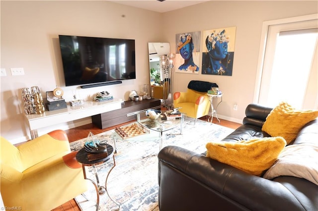 living room with wood-type flooring