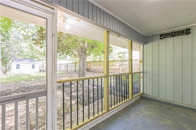 view of unfurnished sunroom
