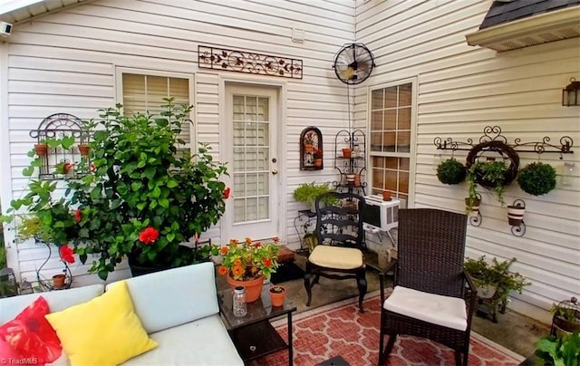 doorway to property with a patio