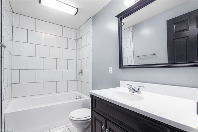 307 W Austin St, Mebane, NC 27302 - bathroom with toilet, vanity, tub / shower combination, and tile patterned floors