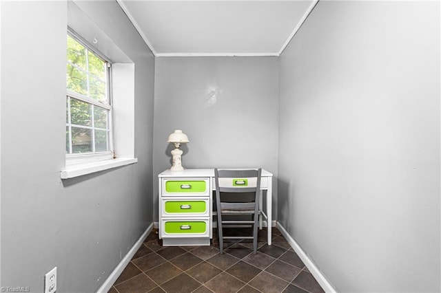 307 W Austin St, Mebane, NC 27302 - misc room featuring ornamental molding, baseboards, and dark tile patterned flooring