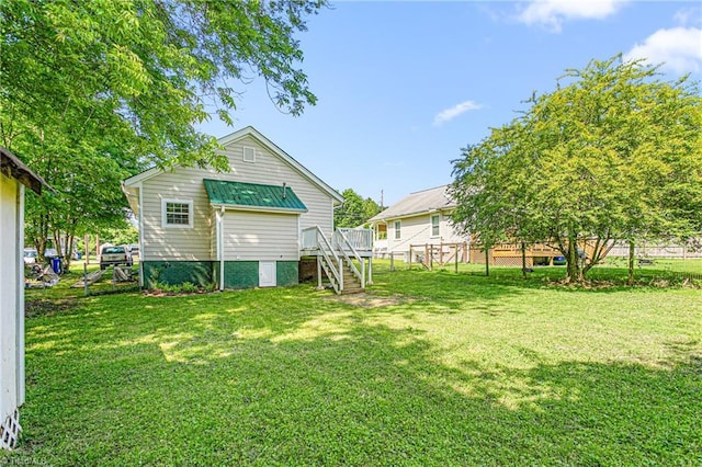 307 W Austin St, Mebane, NC 27302 - rear view of house with stairs and a deck