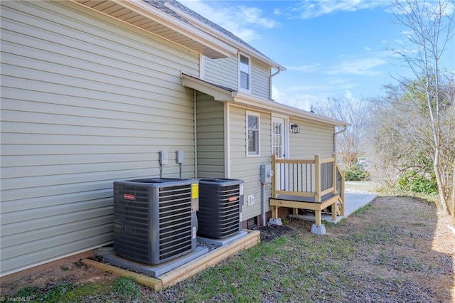 exterior space with electric meter and central AC unit