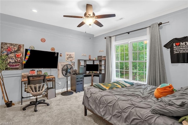 7821 Charles Place Dr, Kernersville, NC 27284 - bedroom with carpet floors, an office area, and ceiling fan