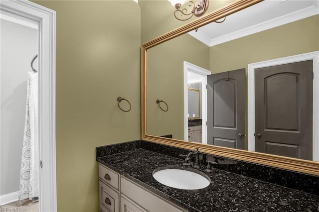 7821 Charles Place Dr, Kernersville, NC 27284 - bathroom featuring vanity and crown molding