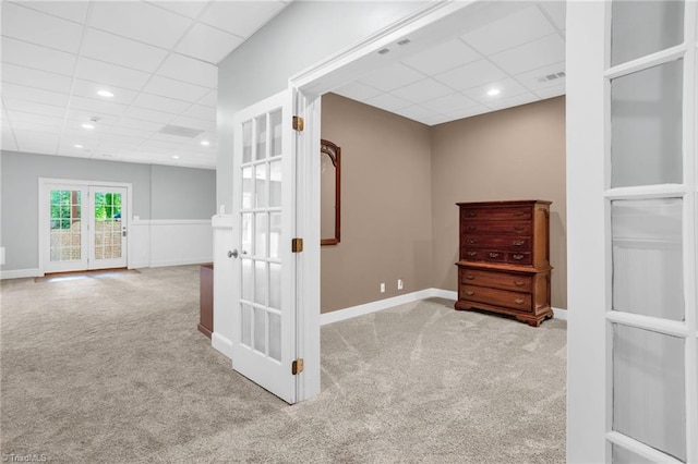 7821 Charles Place Dr, Kernersville, NC 27284 - carpeted spare room with a drop ceiling, french doors, and recessed lighting