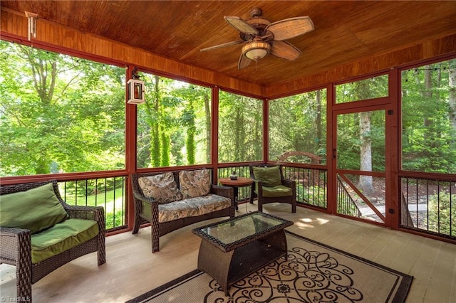 7821 Charles Place Dr, Kernersville, NC 27284 - sunroom / solarium featuring a ceiling fan and an outdoor hangout area