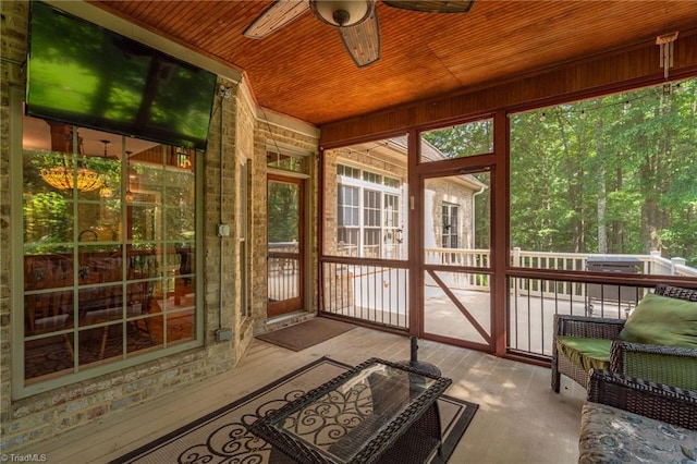 7821 Charles Place Dr, Kernersville, NC 27284 - sunroom / solarium featuring a ceiling fan and plenty of natural light