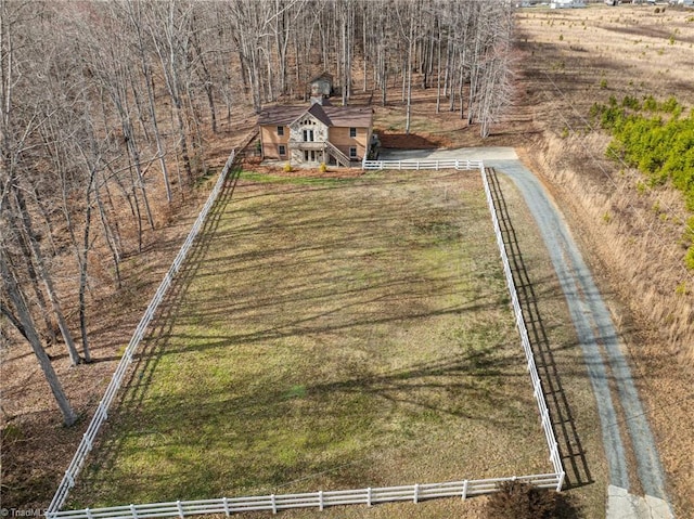 aerial view with a rural view