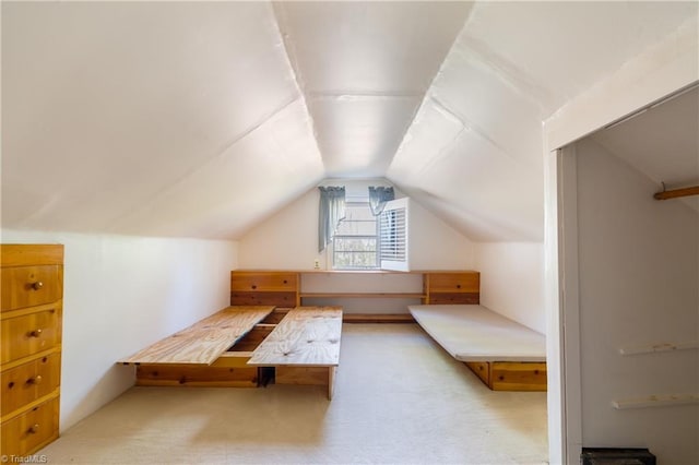 bonus room with carpet floors and vaulted ceiling