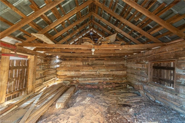 view of unfinished attic