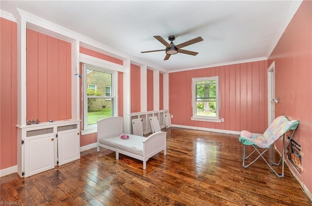 1414 Henri St, Mount Airy, NC 27030 - bedroom with ornamental molding, hardwood / wood-style floors, multiple windows, baseboards, and a ceiling fan