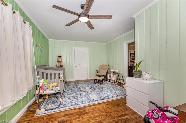 1414 Henri St, Mount Airy, NC 27030 - bedroom with ornamental molding, wood finished floors, and ceiling fan