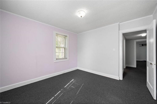 3231 Arlington Dr, Winston-Salem, NC 27103 - empty room with crown molding, a textured ceiling, and dark colored carpet