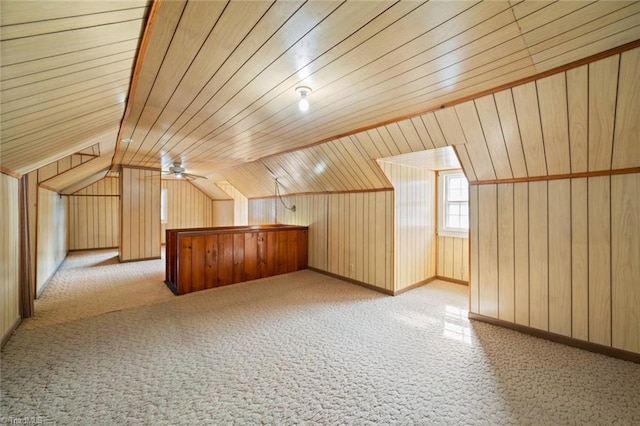 3231 Arlington Dr, Winston-Salem, NC 27103 - bonus room featuring carpet floors, lofted ceiling, and wood walls