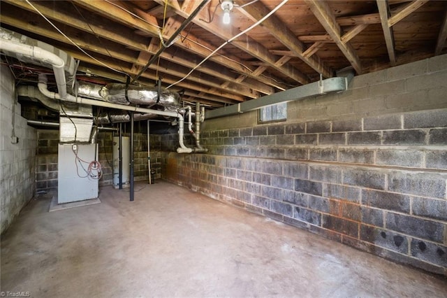 3231 Arlington Dr, Winston-Salem, NC 27103 - below grade area with gas water heater, concrete block wall, and heating unit