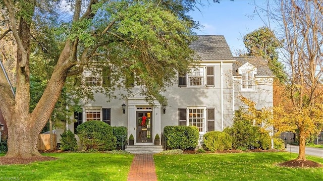 colonial house with a front lawn