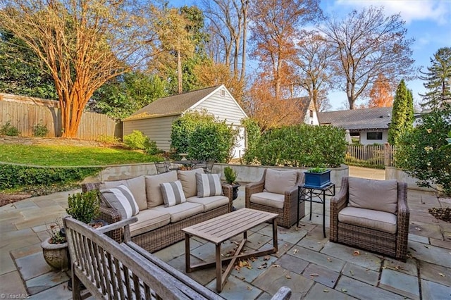 view of patio featuring outdoor lounge area