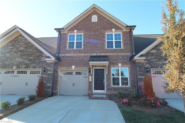 1055 Talisker Way Unit 19, Burlington, NC 27215 - traditional home featuring driveway, stone siding, brick siding, and a garage