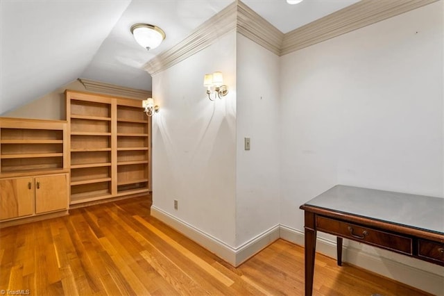 bonus room with lofted ceiling and wood-type flooring