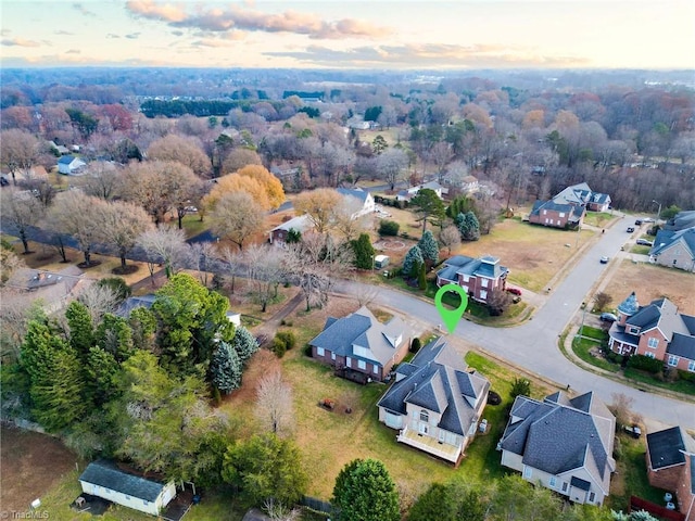 view of aerial view at dusk