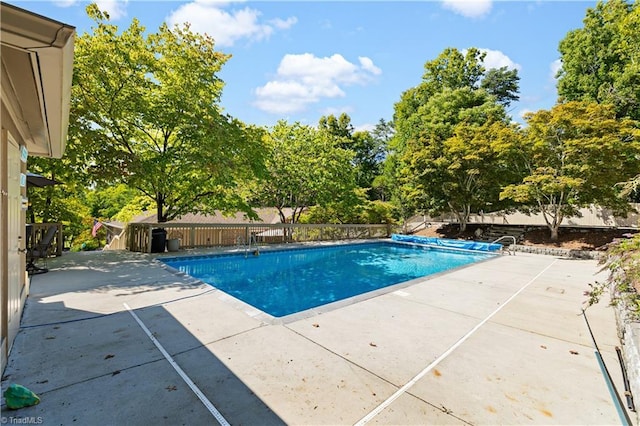 view of swimming pool with a patio