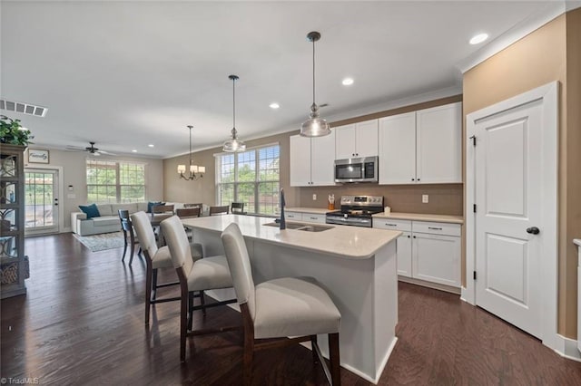 1423 Blooming Mountain Way, Kernersville, NC 27284 - kitchen with a sink, appliances with stainless steel finishes, plenty of natural light, and visible vents