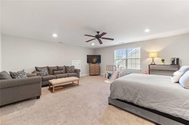 1423 Blooming Mountain Way, Kernersville, NC 27284 - carpeted bedroom with recessed lighting and a ceiling fan