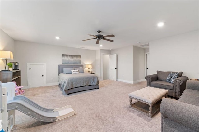 1423 Blooming Mountain Way, Kernersville, NC 27284 - bedroom featuring recessed lighting, a ceiling fan, and carpet