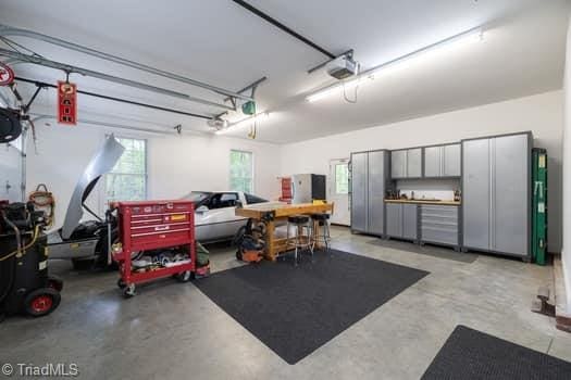 garage with a garage door opener