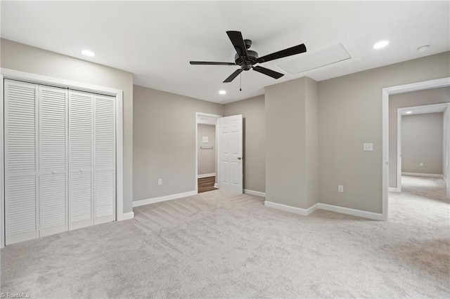 2500 Lomond St, Winston-Salem, NC 27127 - unfurnished bedroom with carpet, recessed lighting, a closet, and ceiling fan