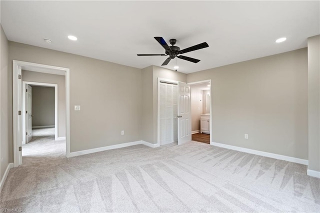 2500 Lomond St, Winston-Salem, NC 27127 - unfurnished bedroom with carpet floors, a closet, recessed lighting, and ceiling fan