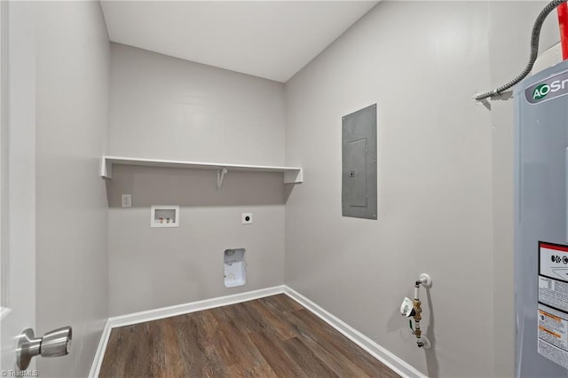 2500 Lomond St, Winston-Salem, NC 27127 - washroom with wood finished floors, electric panel, hookup for a washing machine, hookup for an electric dryer, and electric water heater
