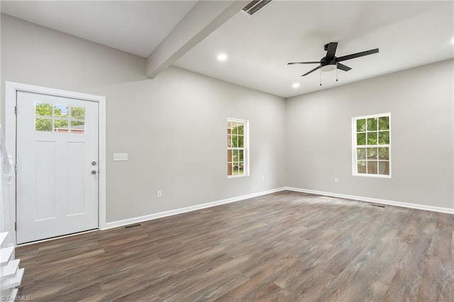 2500 Lomond St, Winston-Salem, NC 27127 - entrance foyer featuring healthy amount of natural light, wood finished floors, a ceiling fan, recessed lighting, and beam ceiling