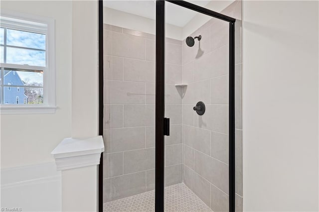 full bathroom featuring a shower stall