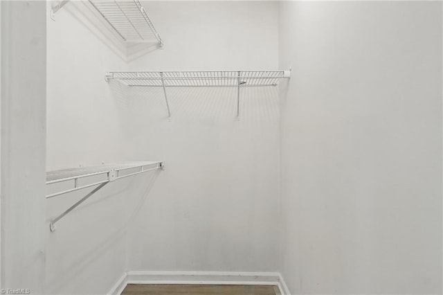 walk in closet featuring wood finished floors