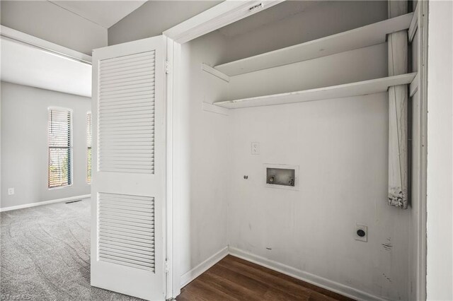 laundry area featuring washer hookup, laundry area, electric dryer hookup, and baseboards