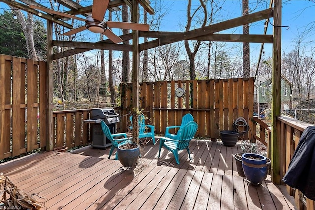 wooden terrace with grilling area