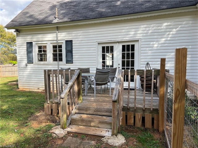 wooden deck with french doors